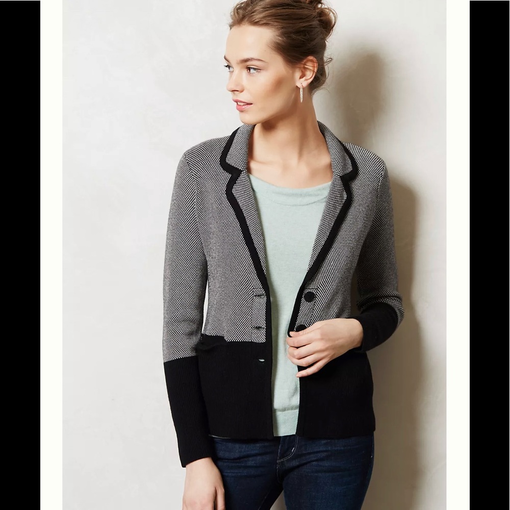 Anthropologie Sparrow Birdseye Sweater Blazer